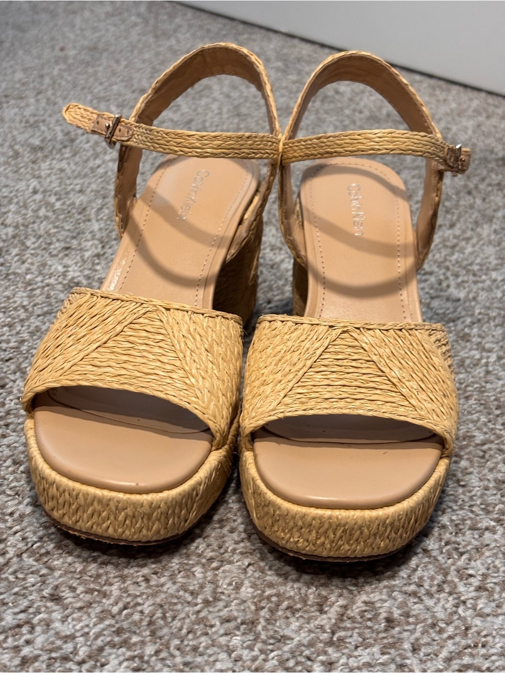 Calvin Klein Raffia Platform Sandals - Picture 2 of 4
